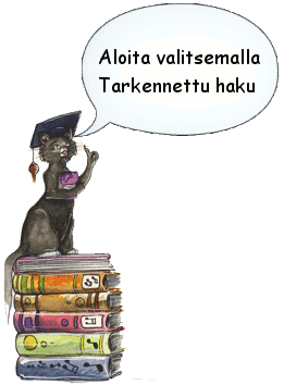 kissa opastaa tiedonhakuun