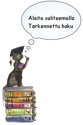 kissa opastaa tiedonhakuun